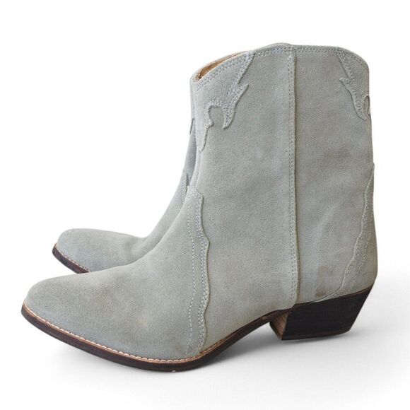 Free People New Frontier Suede Western Style Boots "Dusty Blue" Women's 9/40 - Picture 2 of 12